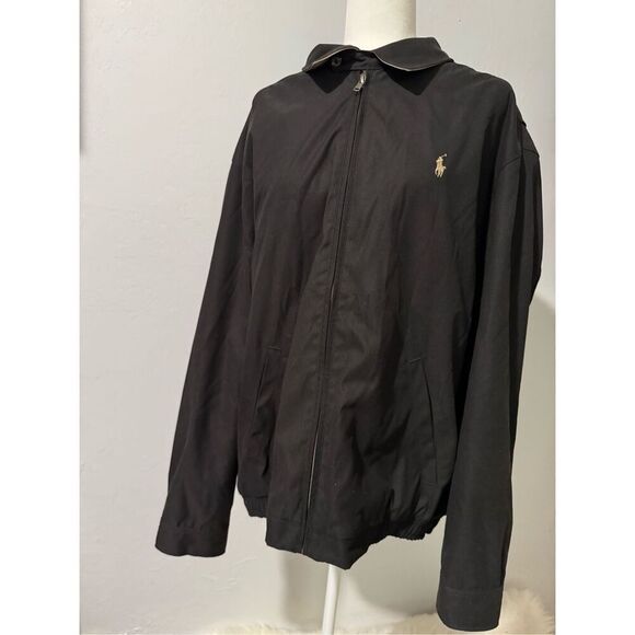 Polo by Ralph Lauren vintage black bomber jacket front zip with pockets XL - Picture 1 of 9